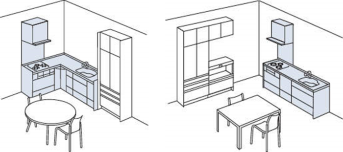 呉市　壁付けキッチン　レイアウト